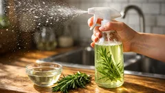 Domowy spray z rozmarynu i białego octu: prosty trik na tłuszcz, zapachy i szybkie sprzątanie